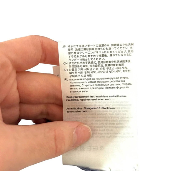 Acne Studios Sweater Peace Sign Embroidered Jumper Knit Blue Size Large *Damaged - Picture 12 of 13